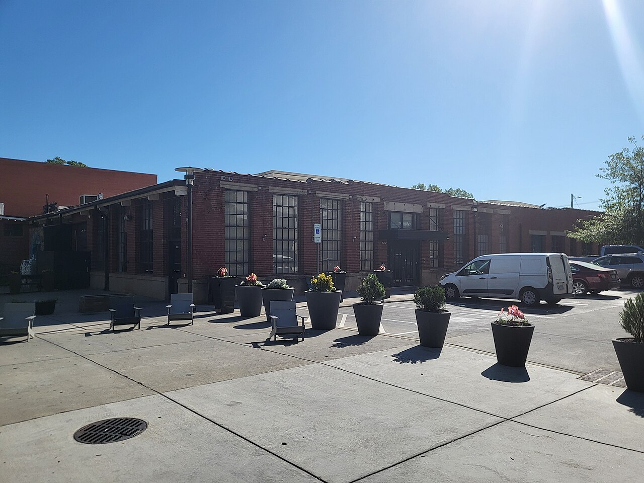 Brick commercial buildings at Atherton Mill in Charlotte